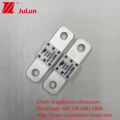 단기 500A 125VDC 회로 보호 배티 퓨즈 작은 크기 2 홀 사이의 높은 전류 등급 거리 50.8mm