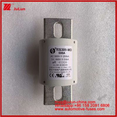 500VDC 200KA 500VAC 50KA AR 튜블러 세라믹 급축 퓨즈 RS309-MD 500A 전기 차량 및 전력 배터리 시스템