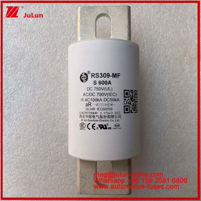 RS309-MF S 600A 750VDC 도로 튜블 세라믹 자동차 장치 및 장비 50KA 에너지 저장 및 전력 시스템 주파수 변환 컨트롤러 FUSE 충전기 전기 차량