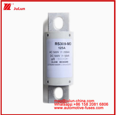 RS309-MD-125A 세라믹 오토 퓨즈 500VAC200KA 500VDC 50KA AR DC 성능 튜블러 자동차 볼트 연결 구조
