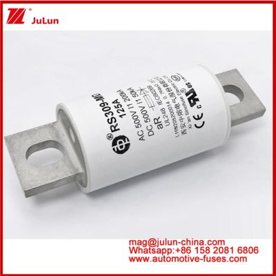 RS309-MD-125A 세라믹 오토 퓨즈 500VAC200KA 500VDC 50KA AR DC 성능 튜블러 자동차 볼트 연결 구조