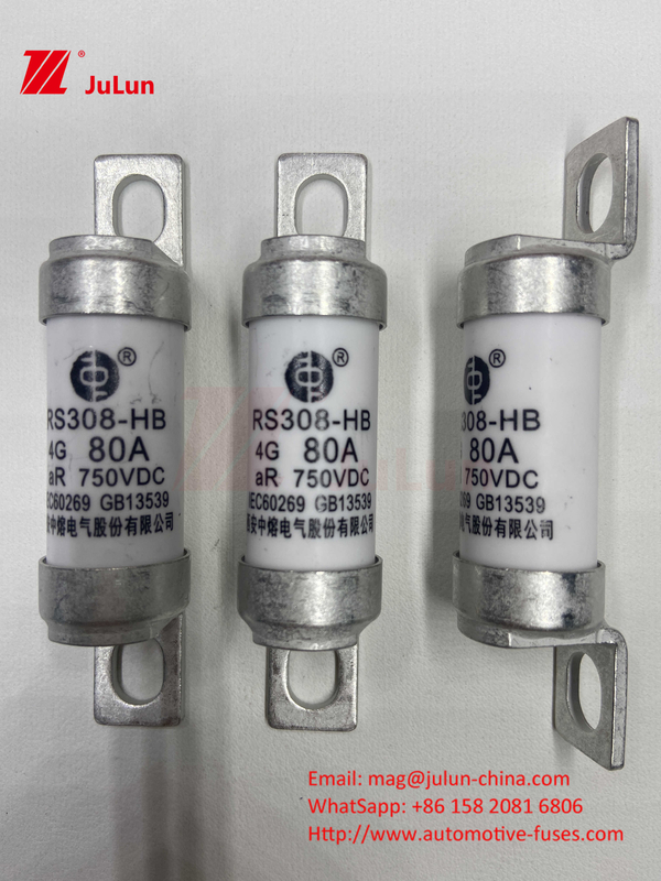 EV RS308 퓨즈 기계 충전 25A 30A 40A 50A 세라믹 구리 등급 전압 DC750V 전기 자동차용 가정용 EV 충전기