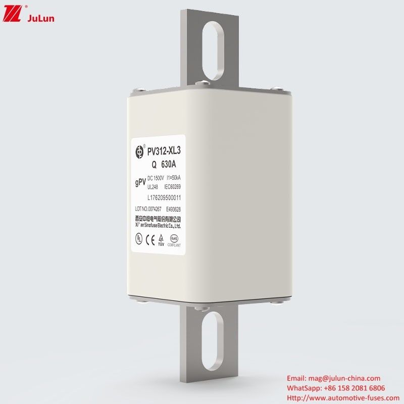 PV312-XL3-Q 630A UL TUV CE RoHS 승인과 함께 볼트 된 태양광 보호 퓨즈