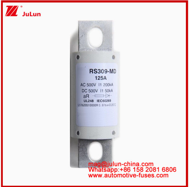 RS309-MD-125A 세라믹 오토 퓨즈 500VAC200KA 500VDC 50KA AR DC 성능 튜블러 자동차 볼트 연결 구조