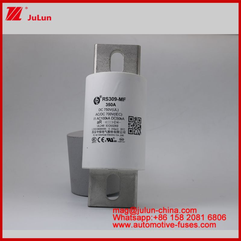 RS309-MF 350A 자동차 볼트 스터드 마운트 세라믹 튜블 퓨즈 DC700AV DC EV / HEV 보호에 특별히 설계되었습니다.