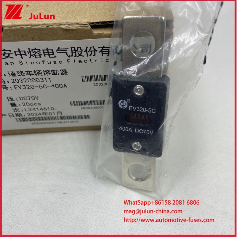 EV320-5C 5X -400A 175A DC70V 전기 자동차 퓨즈 M8 장착 방식 ISO8820-5 및 GB/T31465.5-2015 표준 준수