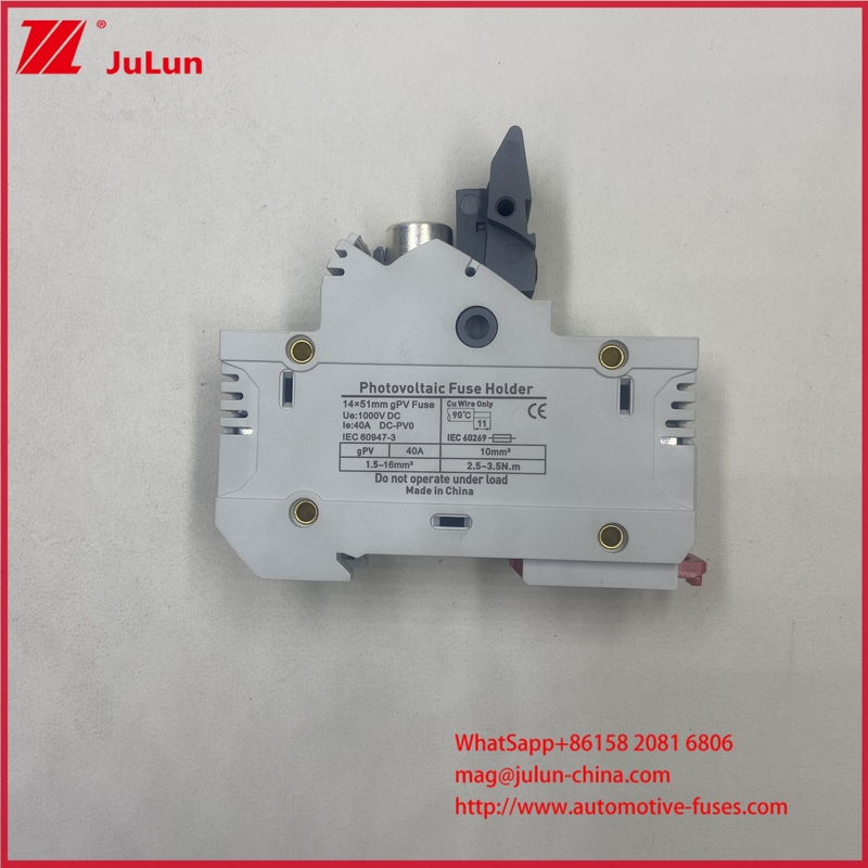 14*51mm gPV 1000VDC 50A FUSE 지속 가능한 PV 광전기 퓨즈 홀더 태양광 애플리케이션 및 패널용 단속기