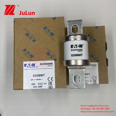 630MMT 690V BUSSMANN 세라믹 구리 쌍둥이 평면판 볼트 타입 피우스 630A 전기 전류 0.43kg 무게