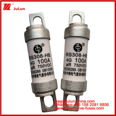 RS308-HB 4G 100A AR 750VDC 50KA 자동차 회로 보호용 퓨즈 성능 JASO D622 세라믹 튜버 디자인에 적합