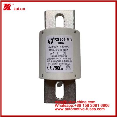 500VDC 200KA 500VAC 50KA AR 튜블러 세라믹 급축 퓨즈 RS309-MD 500A 전기 차량 및 전력 배터리 시스템