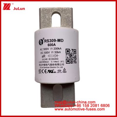 전력 드라이브 전력 시스템 세라믹 오토 퓨즈 RS309-MD 600A 500VAC 200KA 500VDC 50KA AR 튜블 전기 차량 30-800A